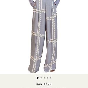 Blue Gray Wide-Leg Pants